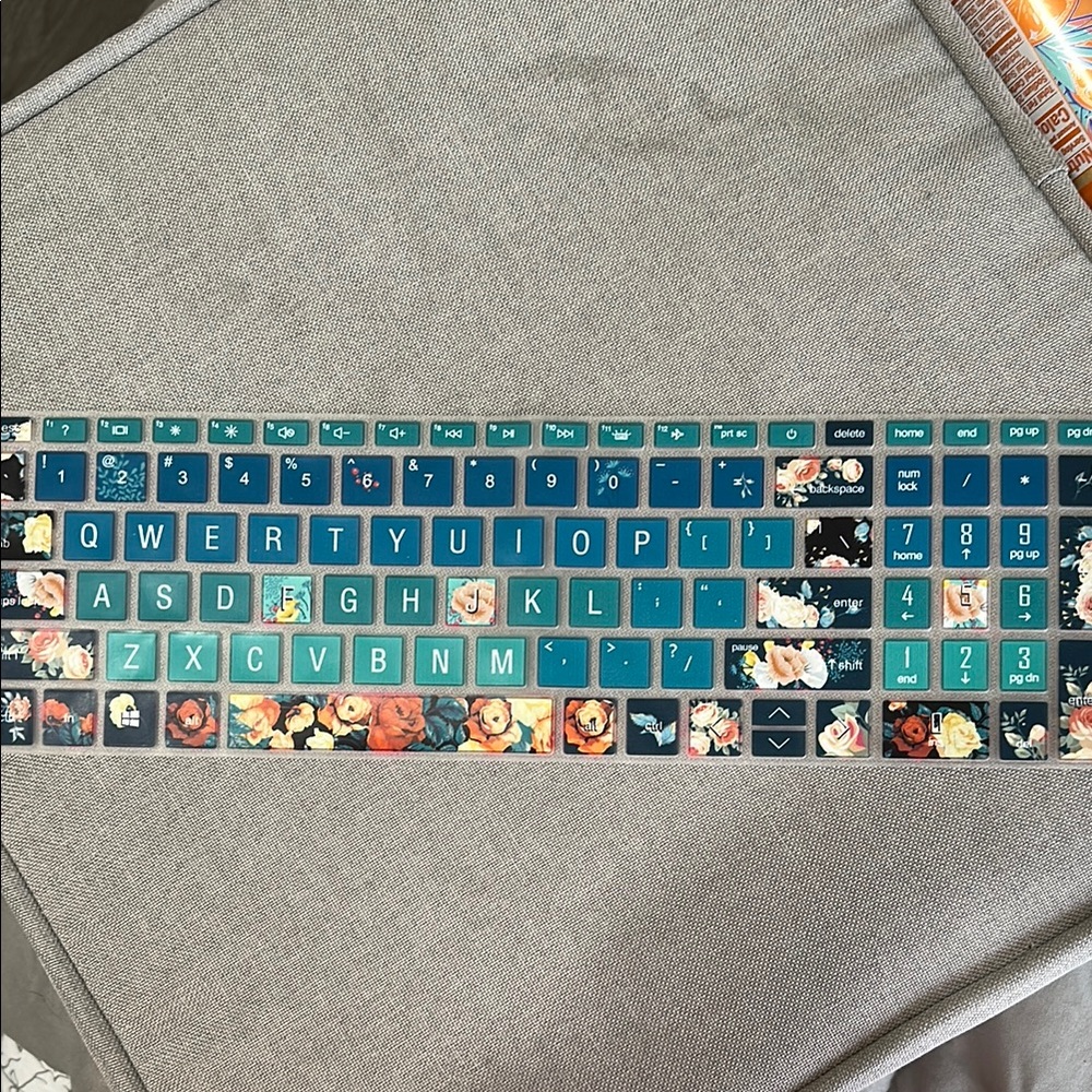 Floral Teal Keyboard Cover